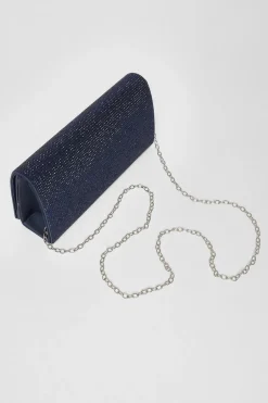 Quiz Navy Diamante Embellished Clutch Bag Sale