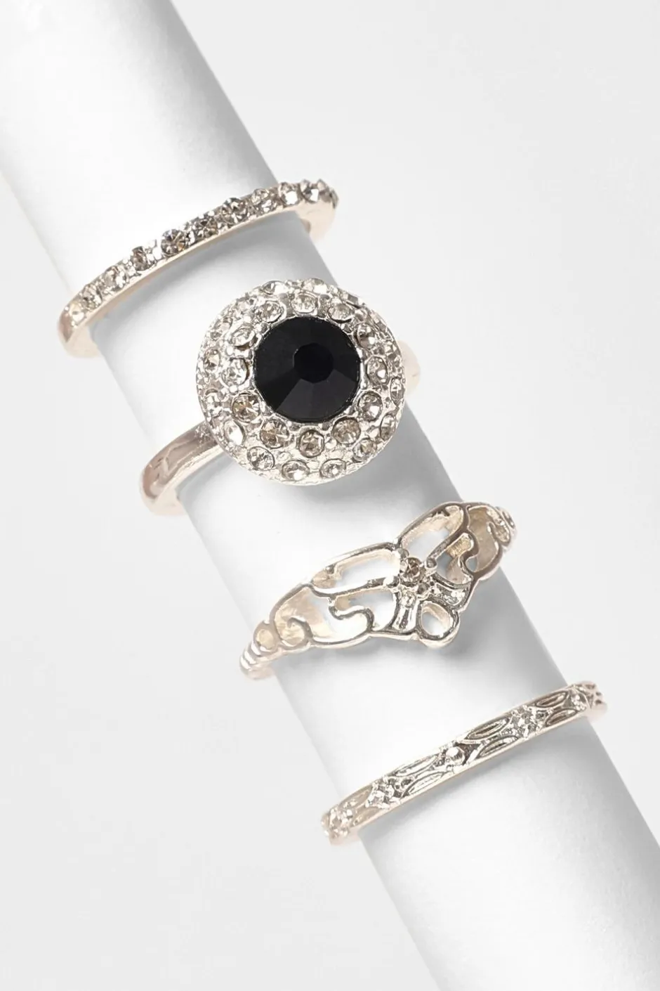 Quiz Navy Diamante Floral Ring Set Best