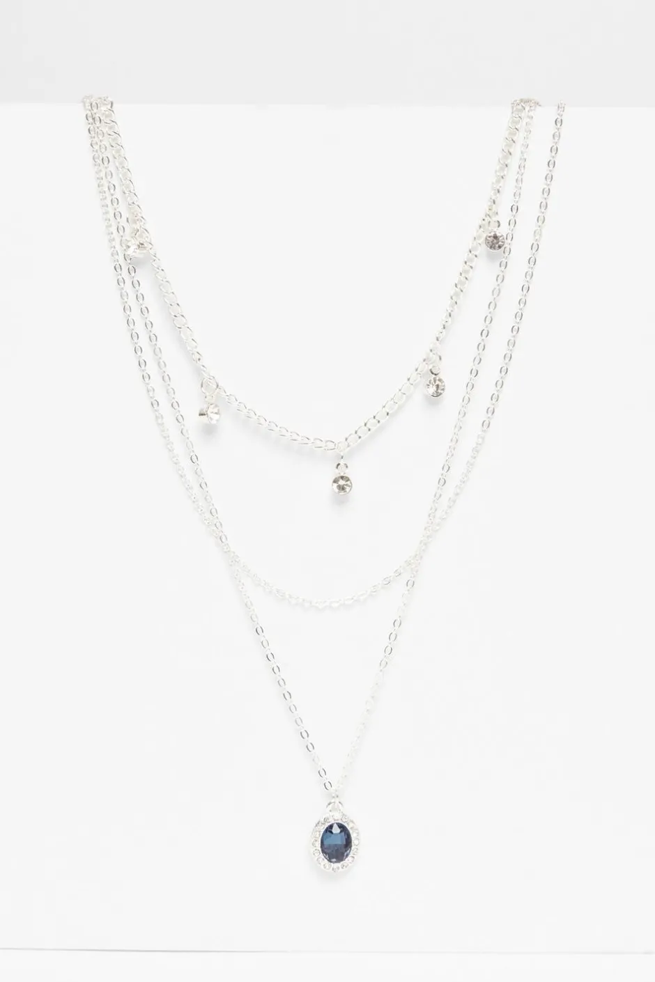 Quiz Diamante Jewel Layered Necklace Navy Online