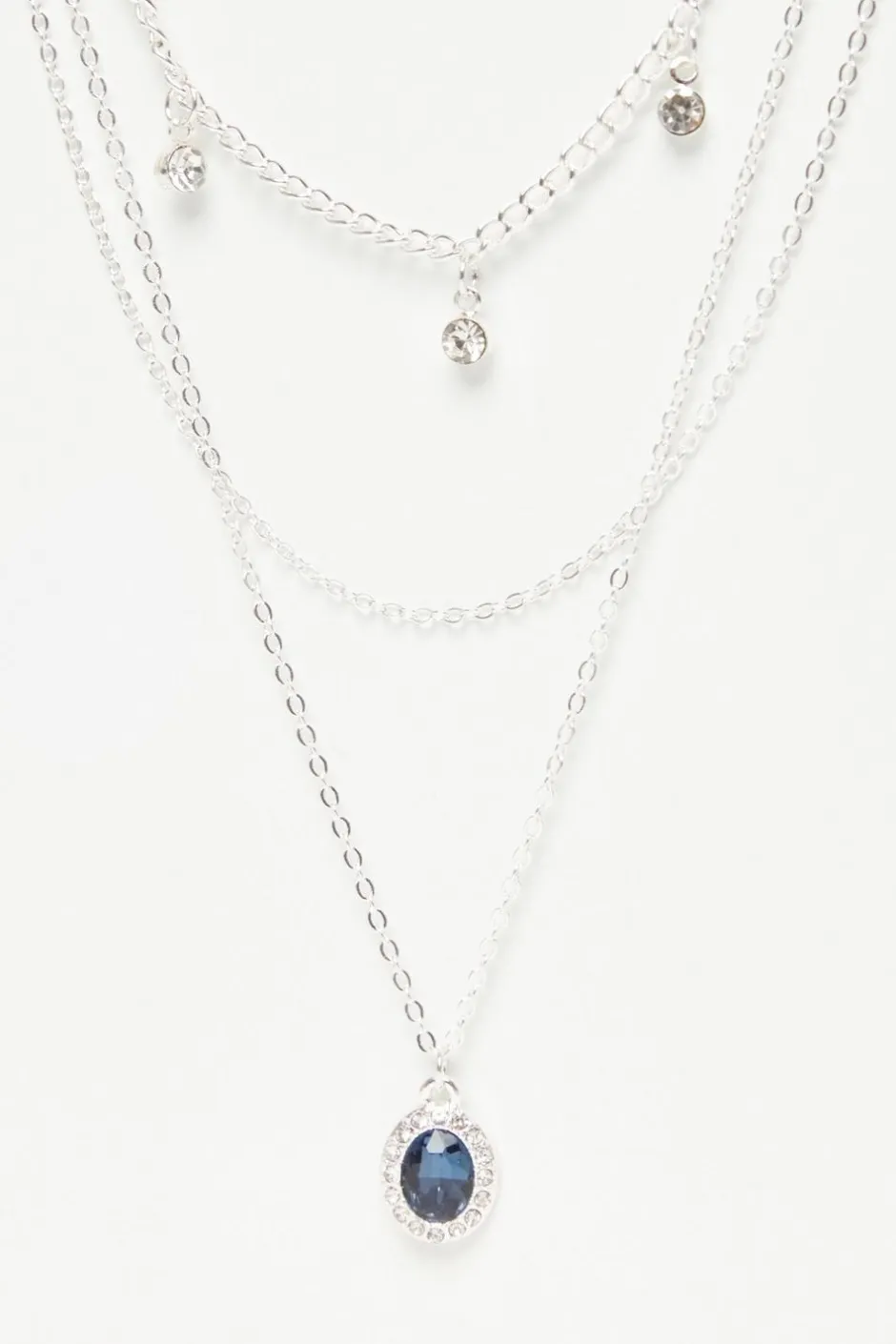 Quiz Diamante Jewel Layered Necklace Navy Online