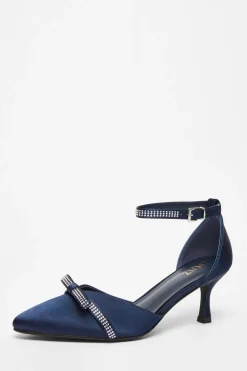 Quiz Diamante Low Court Heels Navy Clearance