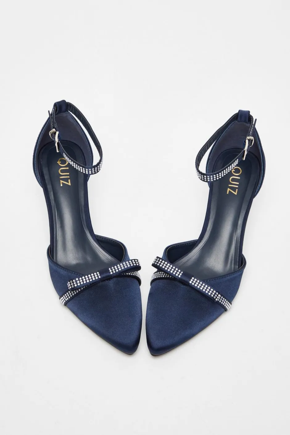 Quiz Diamante Low Court Heels Navy Clearance