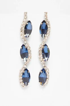 Quiz Diamante Swirl Earrings Navy Online