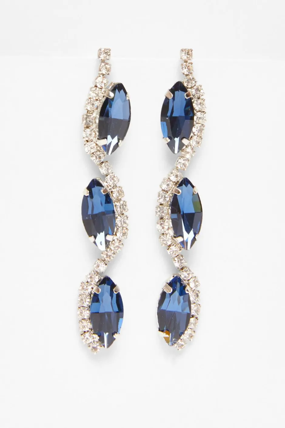 Quiz Diamante Swirl Earrings Navy Online