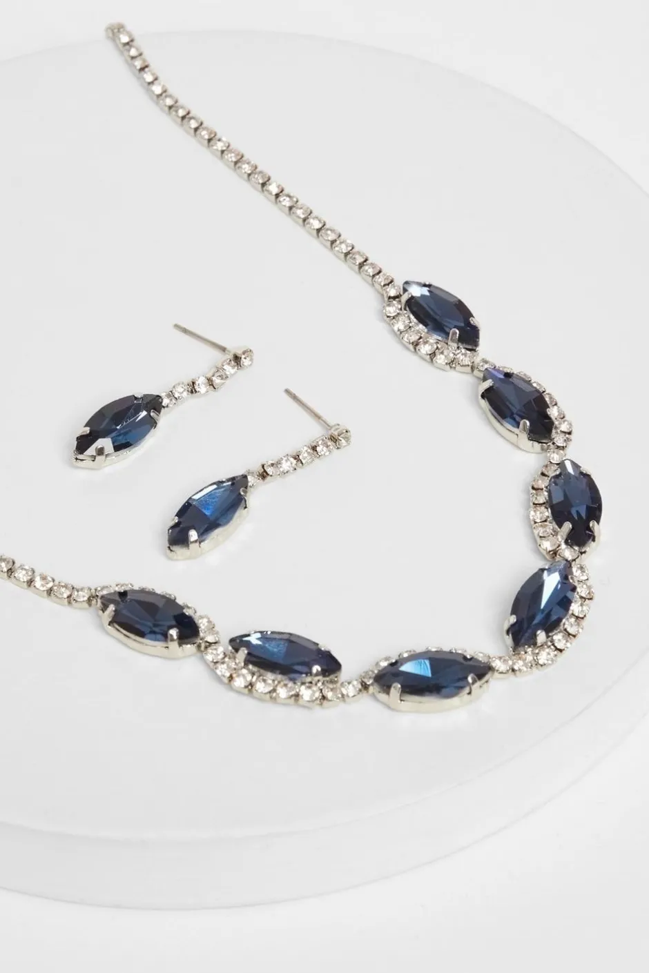 Quiz Diamante Swirl Jewellery Set Navy Best