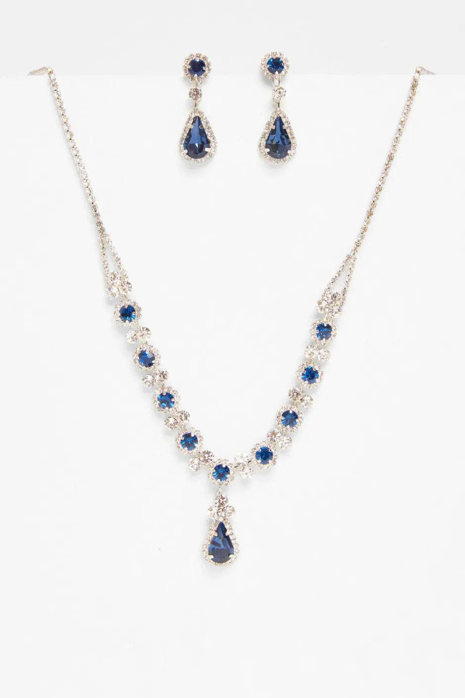 Quiz Diamante Tear Drop Set Navy