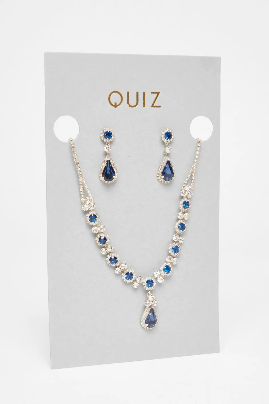 Quiz Diamante Tear Drop Set Navy