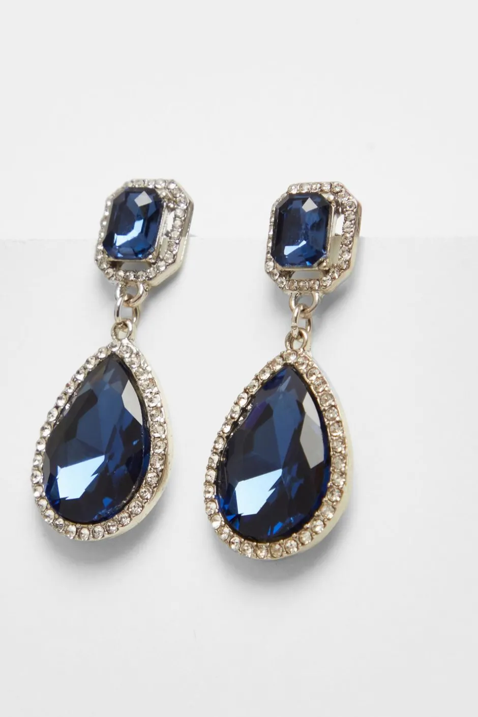 Quiz Diamante Teardrop Earring Navy