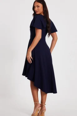 Quiz Dip Hem Midi Dress Navy Online