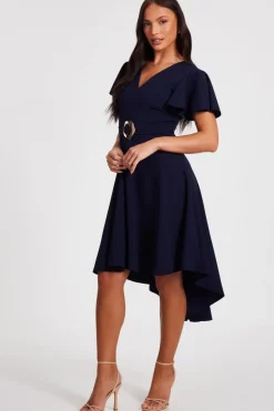 Quiz Dip Hem Midi Dress Navy Online