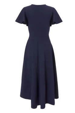 Quiz Dip Hem Midi Dress Navy Online