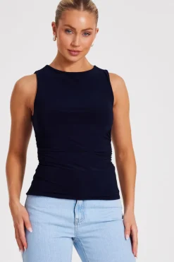 Quiz Navy Drape Back Top