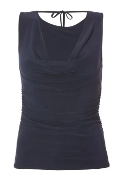 Quiz Navy Drape Back Top