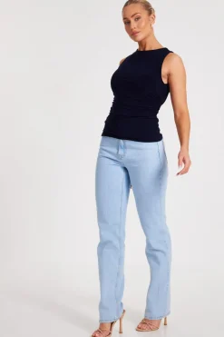 Quiz Navy Drape Back Top