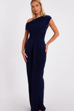 Quiz Drape Front Maxi Dress Navy Best