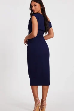 Quiz Drop Shoulder Midi Dress Navy New