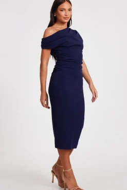 Quiz Drop Shoulder Midi Dress Navy New