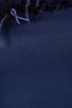 Quiz Feather Trim Midaxi Dress Navy Best
