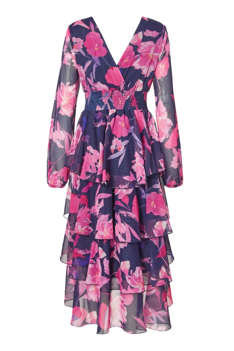 Quiz Navy Floral Dip Hem Midaxi Dress Best