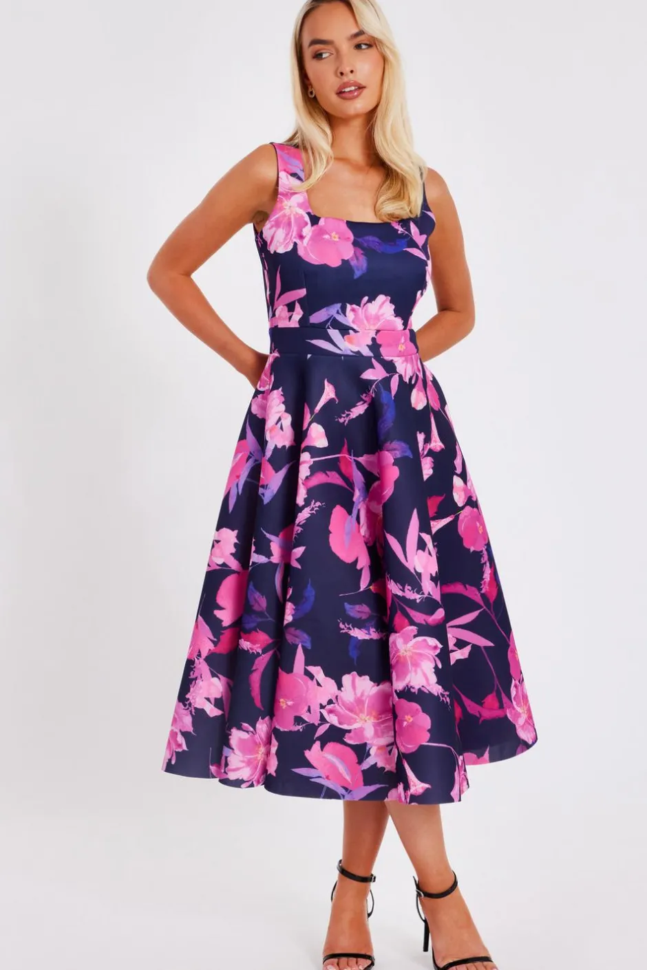 Quiz Navy Floral Midaxi Dress New
