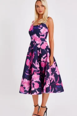 Quiz Navy Floral Midaxi Dress New