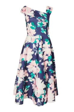 Quiz Navy Floral Print Skater Dress Discount