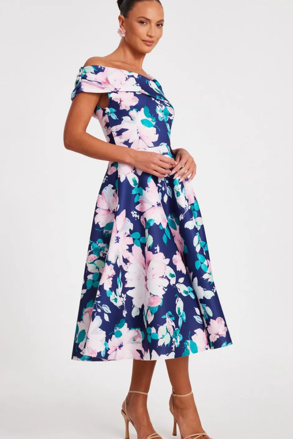 Quiz Navy Floral Print Skater Dress Discount