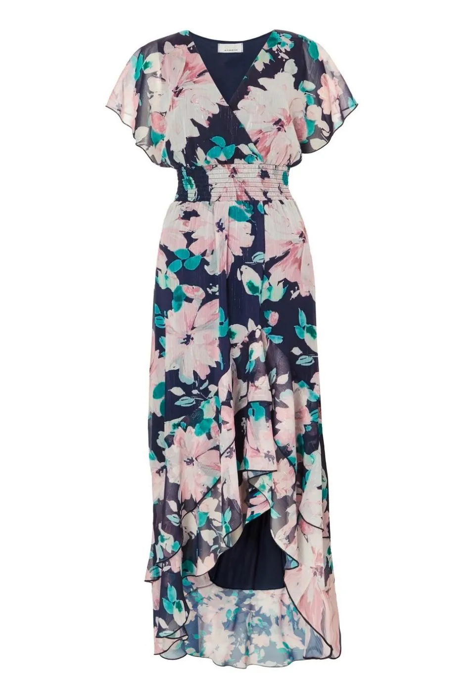 Quiz Navy Floral Tiered Midi Dress New