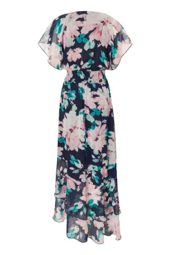 Quiz Navy Floral Tiered Midi Dress New