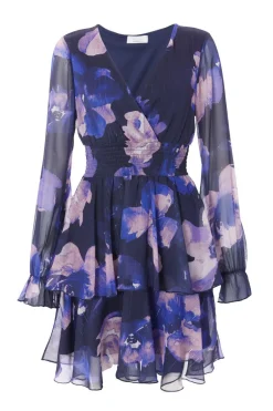 Quiz Navy Floral Tiered Skater Dress New