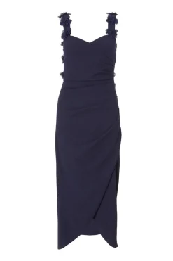 Quiz Floral Trim Midaxi Dress Navy Online