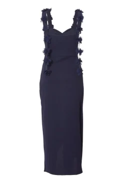 Quiz Floral Trim Midaxi Dress Navy Online