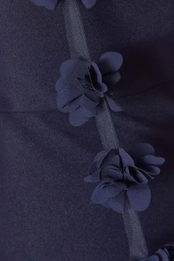 Quiz Floral Trim Midaxi Dress Navy Online