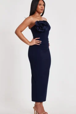 Quiz Navy Flower Embellished Midaxi Dress Online