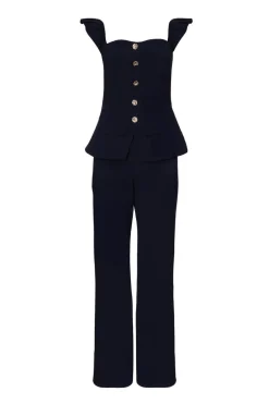 Quiz Frill Sleeve Jumpsuit Navy Clearance