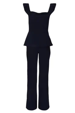 Quiz Frill Sleeve Jumpsuit Navy Clearance