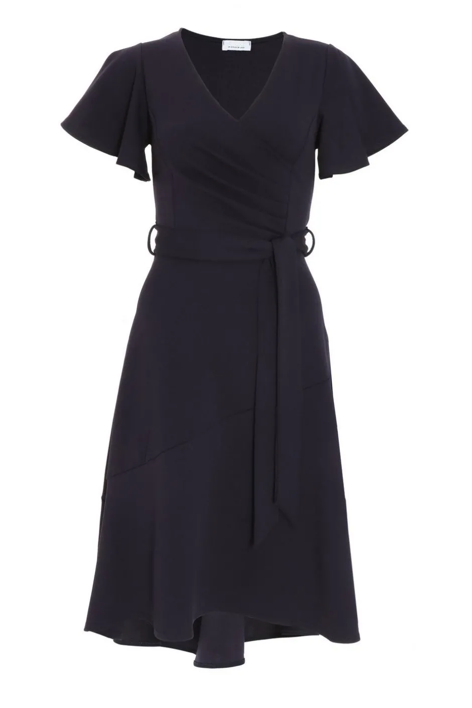 Quiz Navy Frill Sleeve Wrap Midi Dress Online
