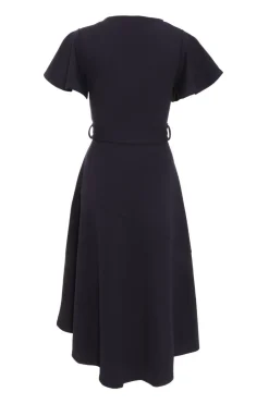Quiz Navy Frill Sleeve Wrap Midi Dress Online