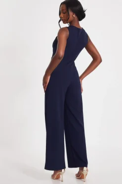 Quiz Navy Gathered Front Jumpsuit