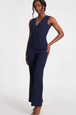 Quiz Navy Gathered Front Jumpsuit