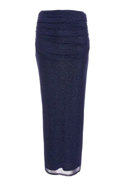 Quiz Glitter Mesh Midaxi Skirt Navy New