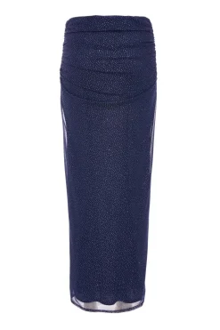 Quiz Glitter Mesh Midaxi Skirt Navy New