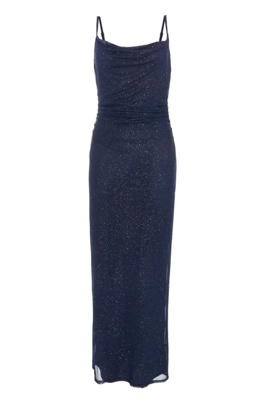 Quiz Glitter Mesh Midaxi Dress Navy Clearance