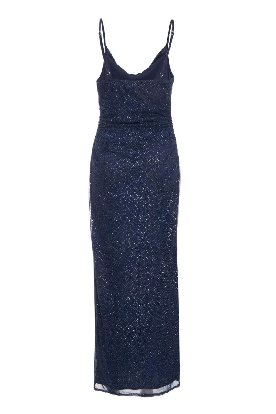 Quiz Glitter Mesh Midaxi Dress Navy Clearance