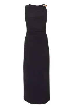 Quiz Gold Buckle Midaxi Dress Navy Clearance