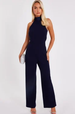 Quiz Navy Halter Neck Jumpsuit