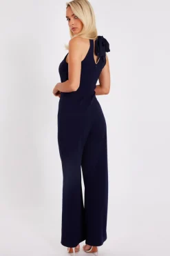 Quiz Navy Halter Neck Jumpsuit
