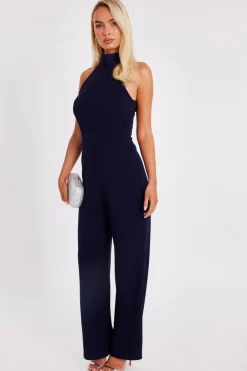 Quiz Navy Halter Neck Jumpsuit