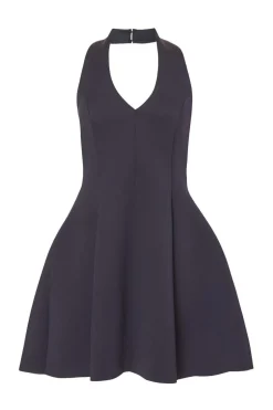 Quiz Halter Neck Skater Dress Navy Sale