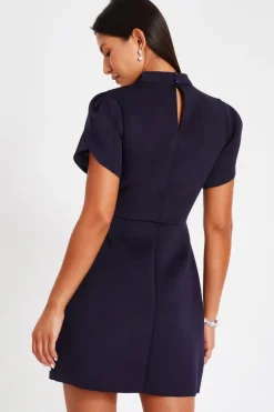 Quiz Navy High Neck Mini Dress New